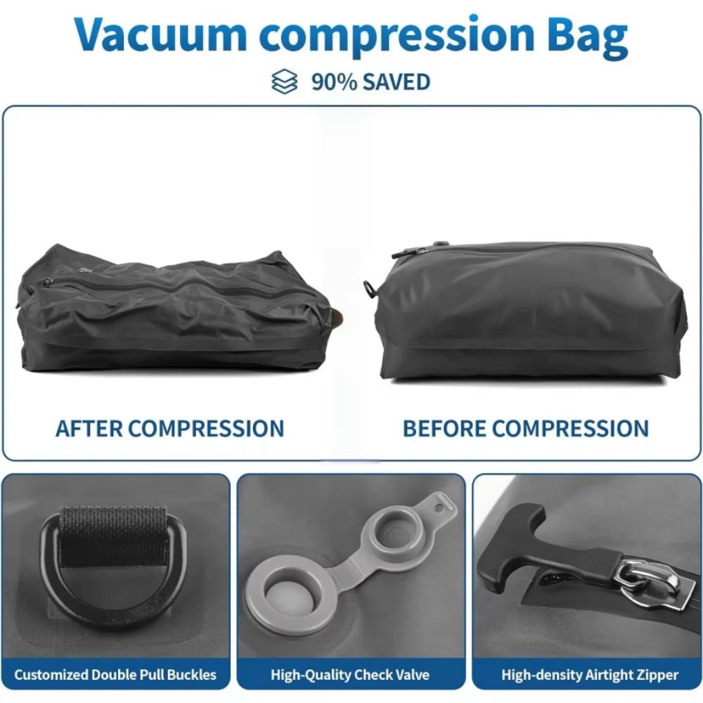 Vacuum Compression Bags for Travel Essentials, Space Saver Bags for Luggage Suitcase, Waterproof Packing Organizer for Clothes
