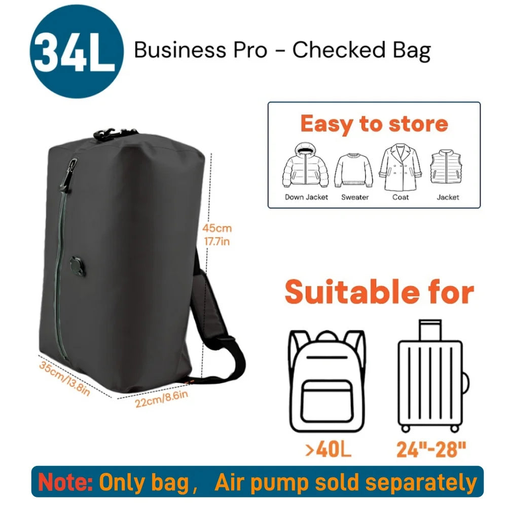 Vacuum Compression Bags for Travel Essentials, Space Saver Bags for Luggage Suitcase, Waterproof Packing Organizer for Clothes