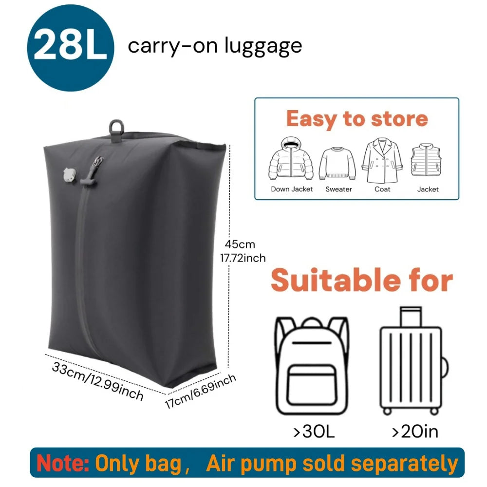 Vacuum Compression Bags for Travel Essentials, Space Saver Bags for Luggage Suitcase, Waterproof Packing Organizer for Clothes