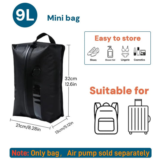 Vacuum Compression Bags for Travel Essentials, Space Saver Bags for Luggage Suitcase, Waterproof Packing Organizer for Clothes