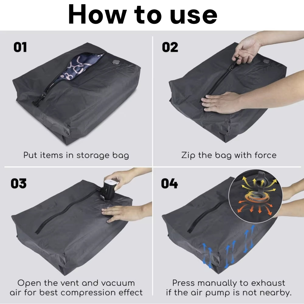 Vacuum Compression Bags for Travel Essentials, Space Saver Bags for Luggage Suitcase, Waterproof Packing Organizer for Clothes